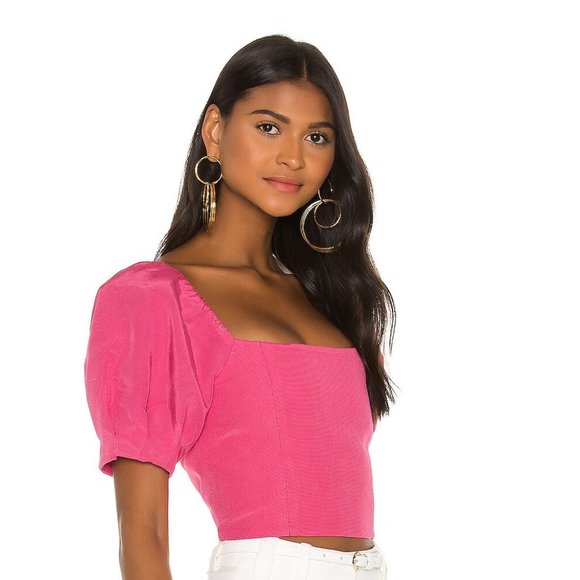 Alice + Olivia Joslyn Puff Sleeve Cropped Top  - Size 2 - Picture 3 of 4